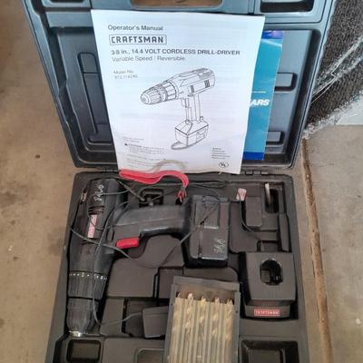 Craftsman 3/8" 14.4 Volt Cordless Drill Driver with case and drill bits