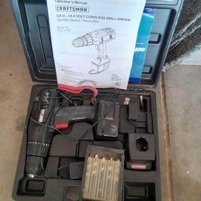 Craftsman 3/8" 14.4 Volt Cordless Drill Driver with case and drill bits