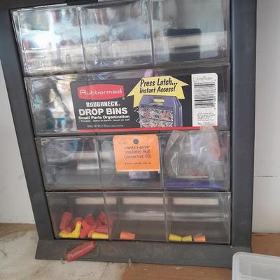 Rubbermaid Roughneck Drop Bins and Divided hardware organizer