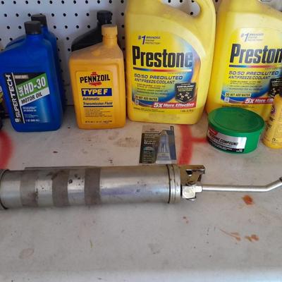 Automobile chemicals, and a Grease gun