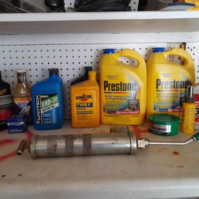 Automobile chemicals, and a Grease gun