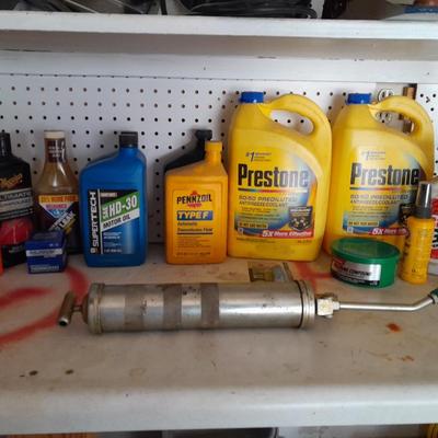 Automobile chemicals, and a Grease gun