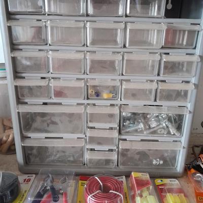 Hardware organizer with an assortment of hardware
