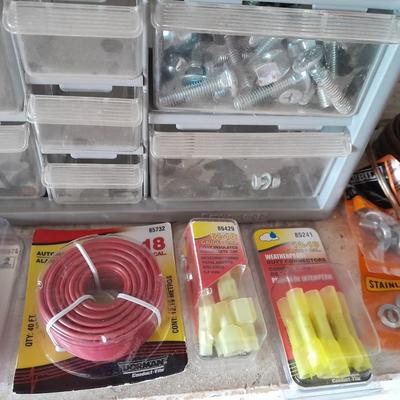 Hardware organizer with an assortment of hardware