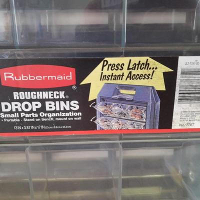 Rubbermaid Roughneck drop bins and Divided hardware / craft organizers