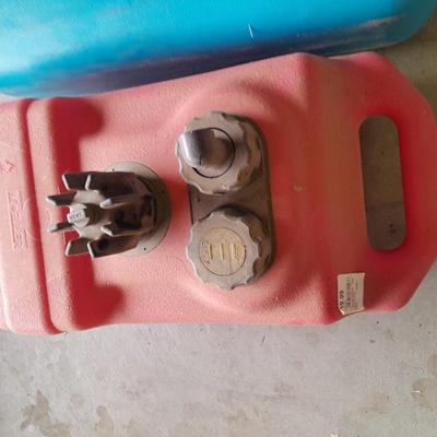 Gas container and blue container for chemicals or water