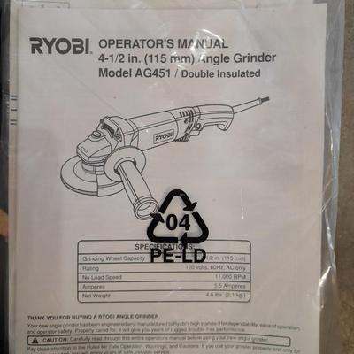 Ryobi 4.5" Angle Grinder Model AG451 with case and instruction manual