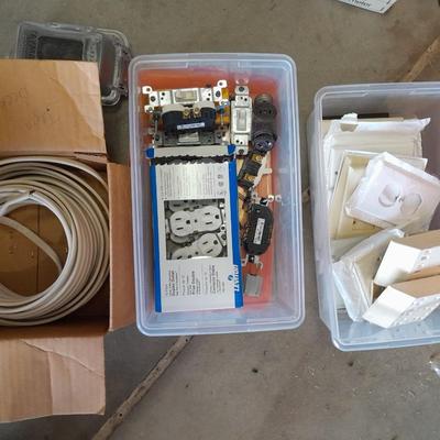 Electrical wire, light switches and outlets with an assortment of covers