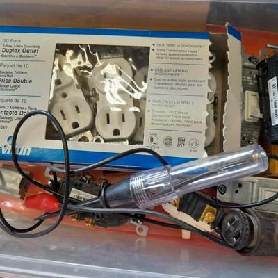 Electrical wire, light switches and outlets with an assortment of covers