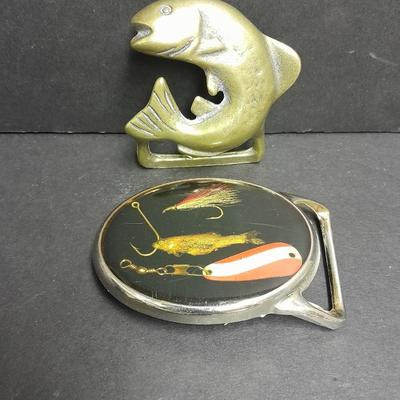 Father's Day is coming! Two fisherman belt buckles Nova West lures, and Brass fish