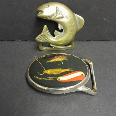 Father's Day is coming! Two fisherman belt buckles Nova West lures, and Brass fish