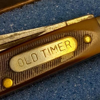 Copper chain bracelet, Old Timer Schrade Pocket knife and Vintage Elgin Pocket watch