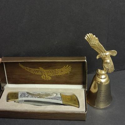 Eagle Pocket knife and Eagle bell with verse Isaiah 40:31