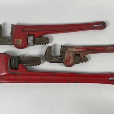 Set of 3 Heavy-Duty Pipe Wrenches