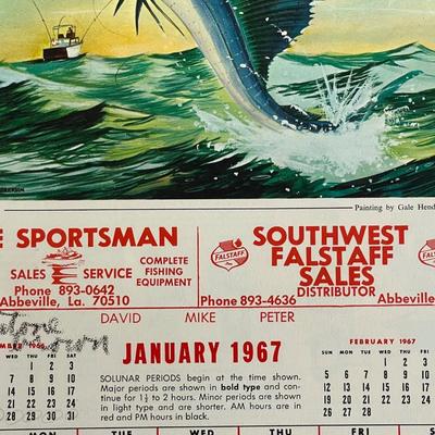 Two 1960's Calendars - Southern Products (1968) and Sportsman's Almanac (1967)