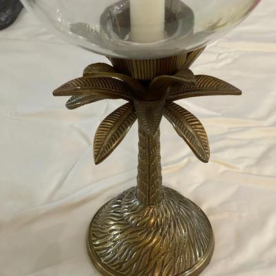 Large Brass Palm Tree Candle Holders