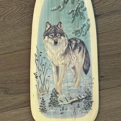 Handpainted and Handcrafted Daughty Wolf Canoe Paddle