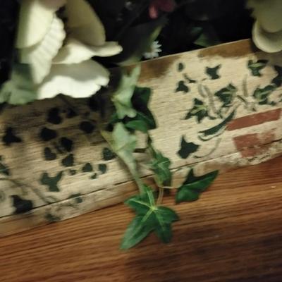 Mirrored Jesus shelf with Honey pot bear, and Garden Faux flower wall hanging