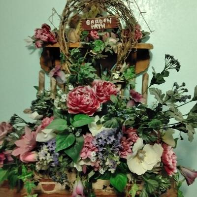 Mirrored Jesus shelf with Honey pot bear, and Garden Faux flower wall hanging