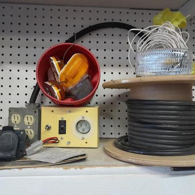 Huge lot of electrical / trailer wire, Lights, and more