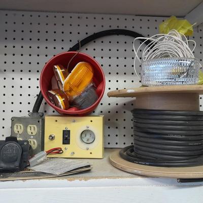Huge lot of electrical / trailer wire, Lights, and more