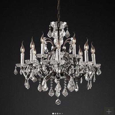 Restoration Hardware 19TH C. ROCOCO IRON & CRYSTAL ROUND CHANDELIER 28"