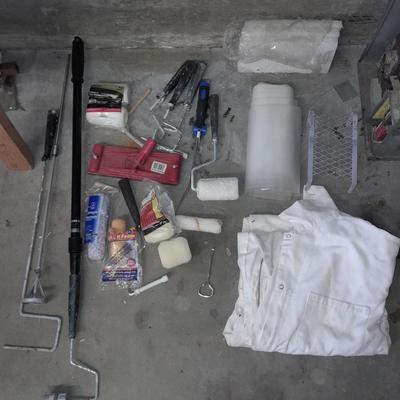 Paint rollers, Paint suit, and other painting tools