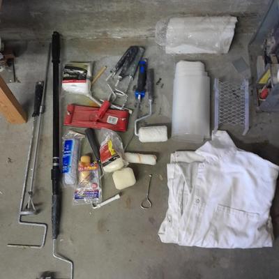 Paint rollers, Paint suit, and other painting tools