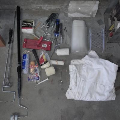 Paint rollers, Paint suit, and other painting tools