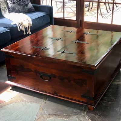 Beautiful Custom Made Wood Coffee Table with Metal Hardware