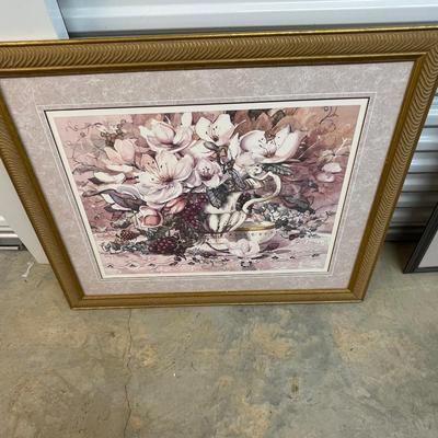 Large Framed Floral Art - No Glass