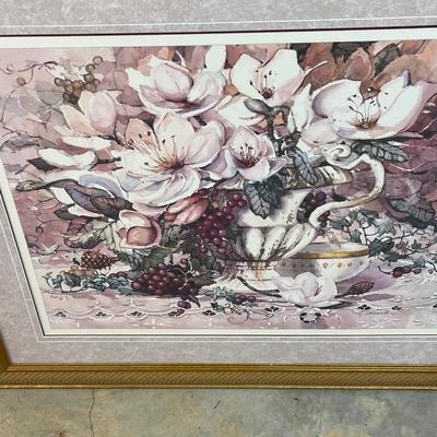 Large Framed Floral Art - No Glass