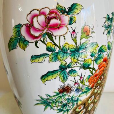 Large Vintage Chinese Floral/Birds with Gold Accents