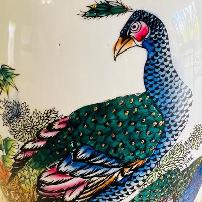 Large Vintage Chinese Floral/Birds with Gold Accents