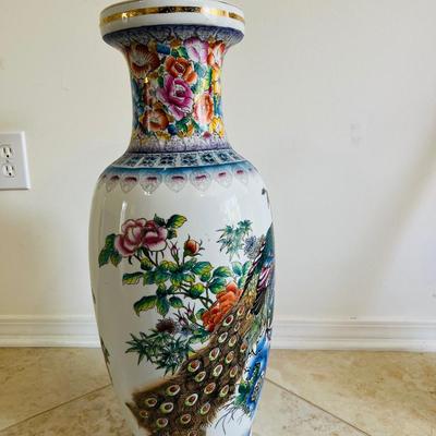 Large Vintage Chinese Floral/Birds with Gold Accents