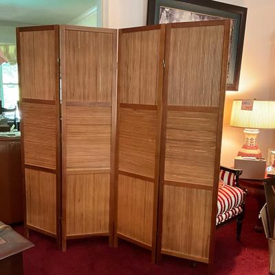 1404 Four Panel Rattan Room Screen / Divider
