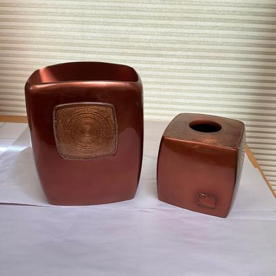 1405 CROSCILL Minerale Wastebasket and Tissue Cover