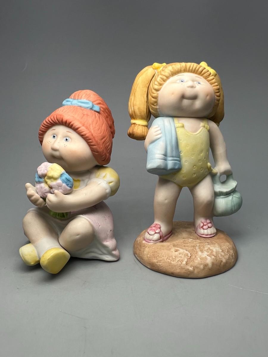 Vintage Cabbage Patch Kids Porcelain Figurines O.A.A. Inc The Bathing Beauty Flower Girl EstateSales