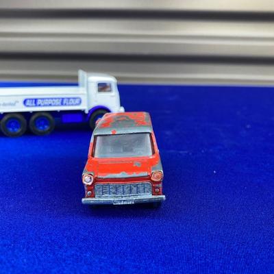 COOL OLD TIN CAR, FORD TRANSIT MADE IN ENGLAND AND MACK TRUCK