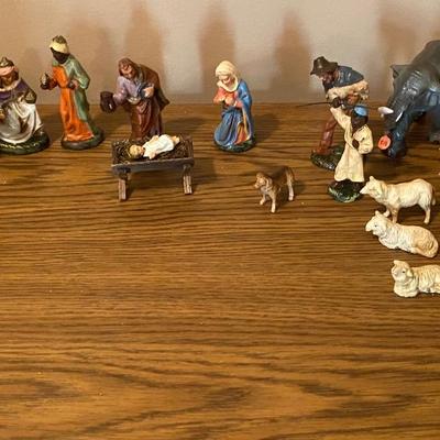 Vintage German Nativity Scene with Homemade Stable