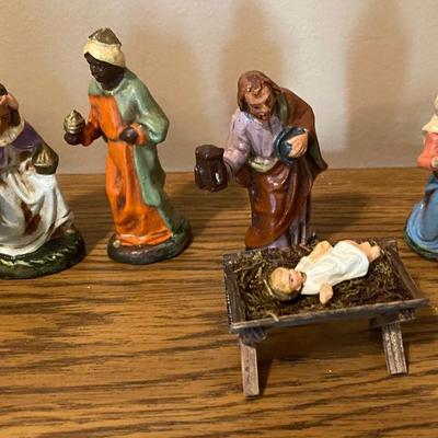 Vintage German Nativity Scene with Homemade Stable