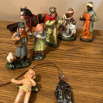 Vintage German Nativity Scene with Homemade Stable