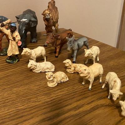 Vintage German Nativity Scene with Homemade Stable