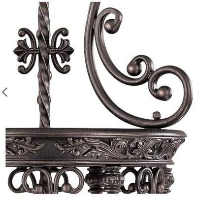 French Scroll 15 1/4" Wide Three Light Iron Foyer Chandelier