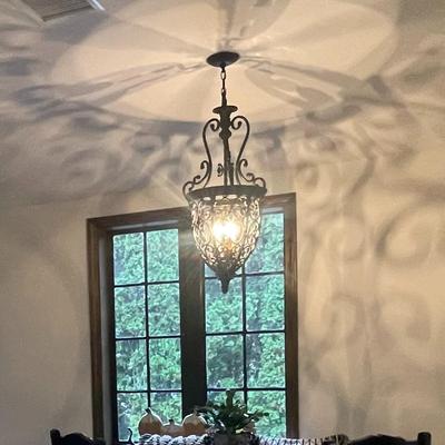 French Scroll 15 1/4" Wide Three Light Iron Foyer Chandelier