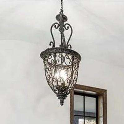 French Scroll 15 1/4" Wide Three Light Iron Foyer Chandelier