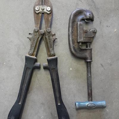 Pipe cutters, and a pair of Bolt Cutters