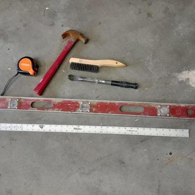 Hammer, Level, tape measure, and other tools