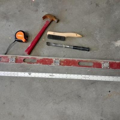 Hammer, Level, tape measure, and other tools