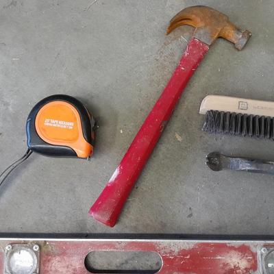 Hammer, Level, tape measure, and other tools